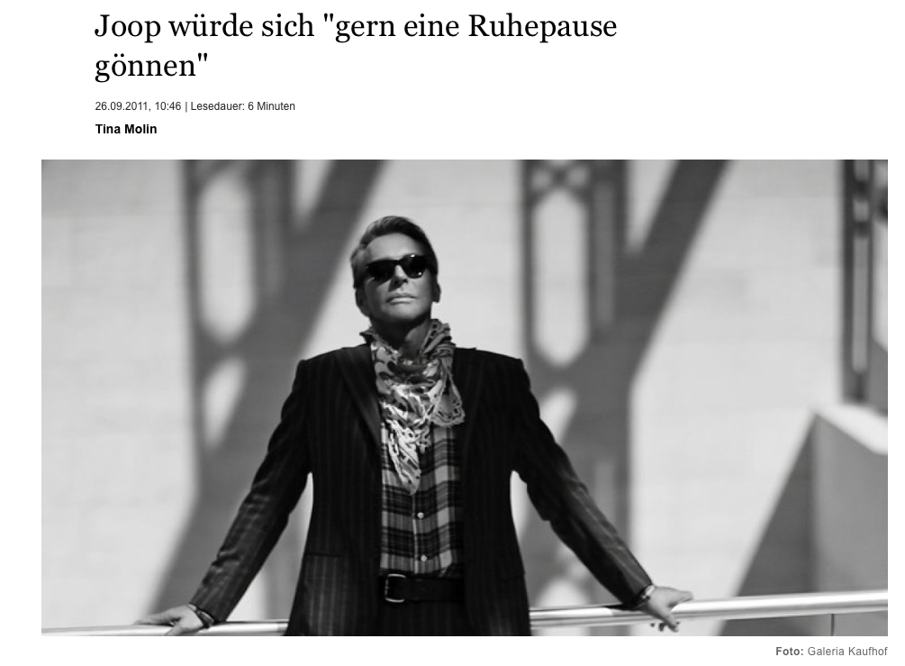 Joop würde sich „gern eine Ruhepause gönnen“, aus der Berliner Morgenpost von Tina Molin